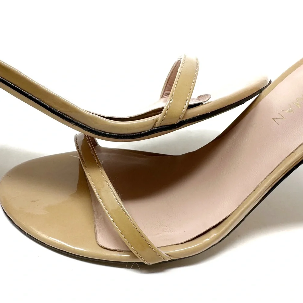 Stuart Weitzman | Nudistsong Strap Sandal‎ Patent Beige Size 9 105mm - Picture 11 of 13